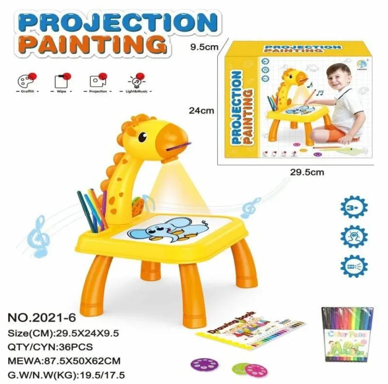 3 In 1 Kids Painting Drawing Activity Kit Projector Table