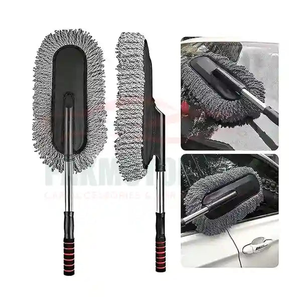 Car Cleaning Mop Removable Telescopic Wax Mop Dust Removal Car Wash Brush Microfiber